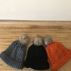 Irregular- Satin Lined Slouchy Warm Pom Pom Cap